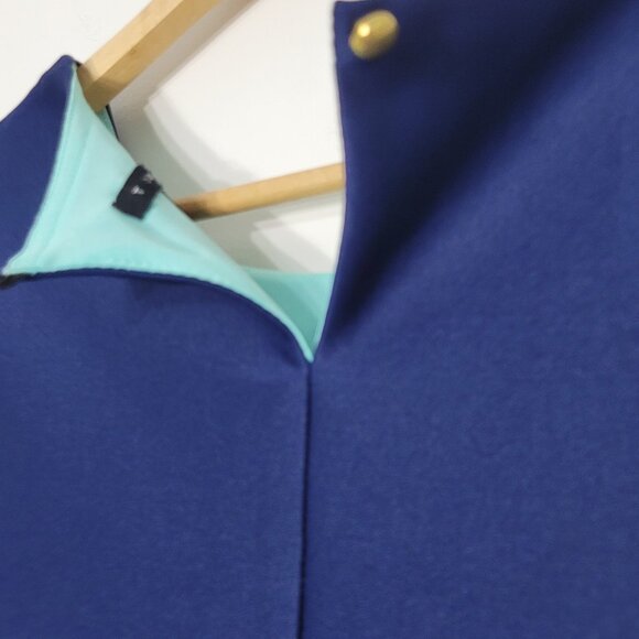 Tiana B. NEW Navy Blue Turquoise Round Neck Cut Out 3/4 Sleeve Dress Sz 6 NWT - Picture 9 of 12